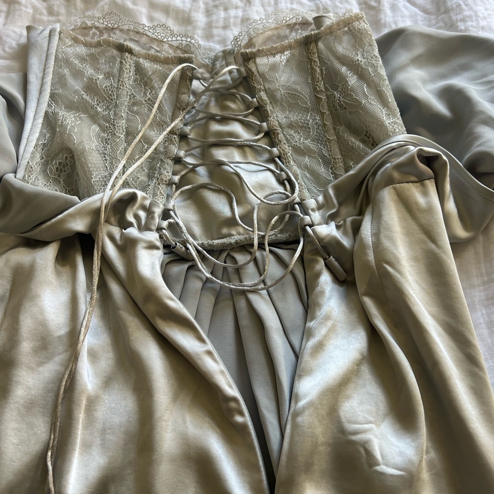 Lacemade Silver Satin Corset Dress NWT - Picture 7 of 8